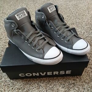 Converse Chuck Taylor All Star High Street Mens 11.5 Mid Gray Faux Leather Shoes
